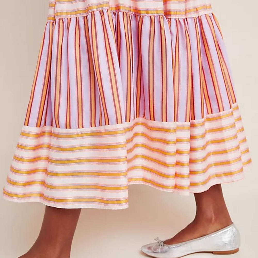 Anthropologie Dolan Pink and Orange Striped A-Line Skirt - Picture 3 of 5